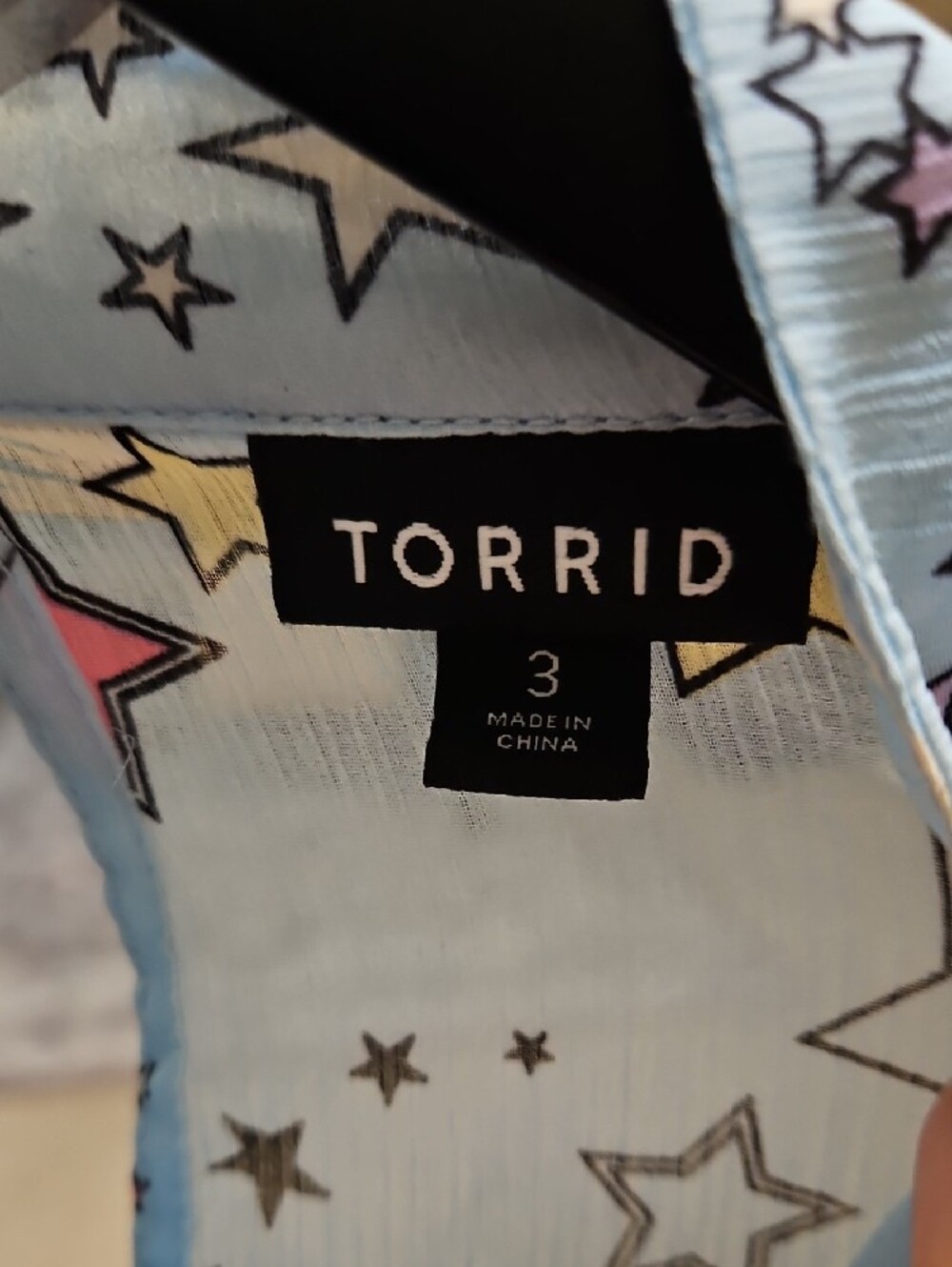 torrid Light Blue Celestial Starprint Peasant Blouse - Picture 6 of 7